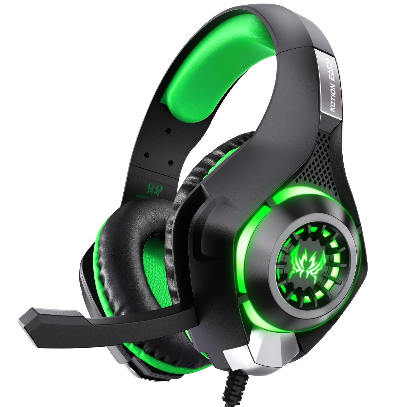 

KOTION EACH GS400 LED Light Gaming Headset Wired Over-Ear Headphone with Audio Adapter Cable for PC/PS4/PS5 C