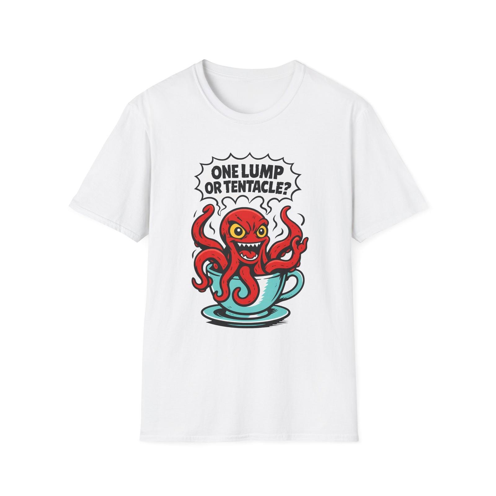 Unisex Softstyle T-Shirt Kraken In Teacup Funny Surreal Manga Style Creature S