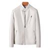 Jaqueta de couro masculina para motocicleta, primavera e outono, casual, gola alta, cor sólida, branca, preta, jaqueta de couro, zíper, casaco de PU
