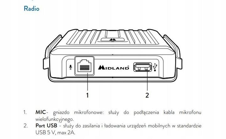 Midland M5 Dyskretne Cb Radio Obsługa W Mikrofonie
