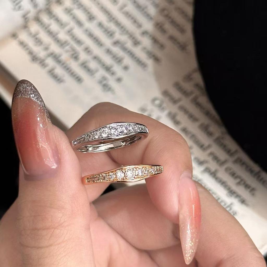 Explosive super flash gradual change row diamond ring ring irregular ins ring ring