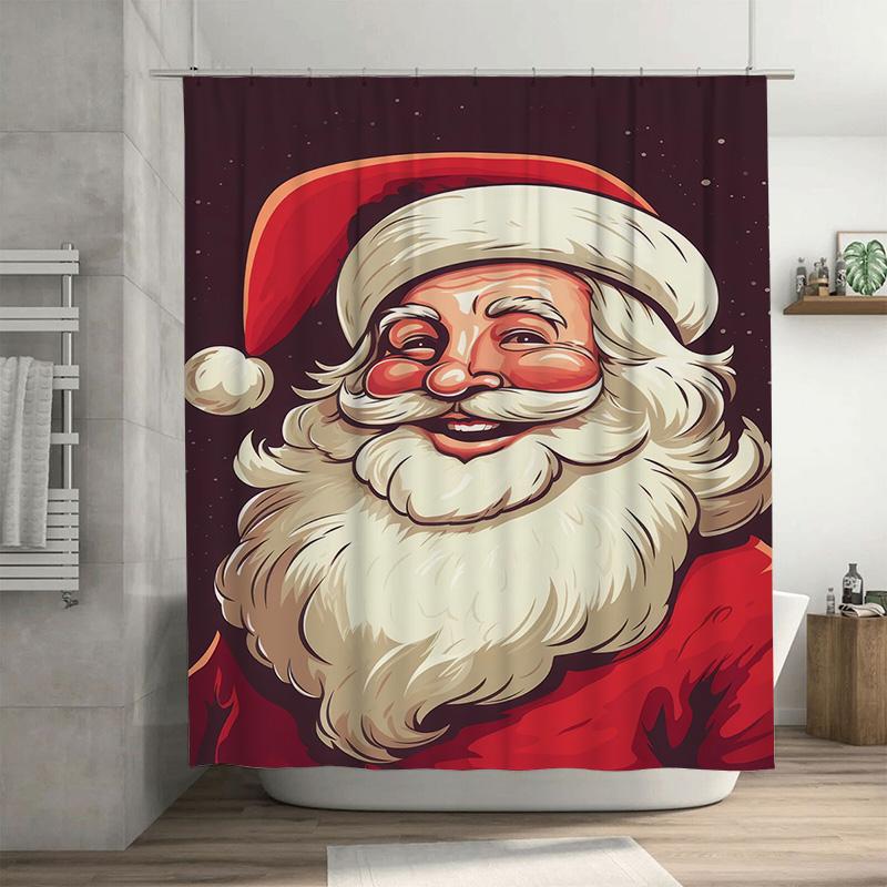 

Tuniu Festive Santa Claus Bathroom Shower Curtain Funny Christmas Holiday Decor Cute Holiday Vibes Waterproof Fabric Vibrant Pri W60H190(CM)-1 Pcs