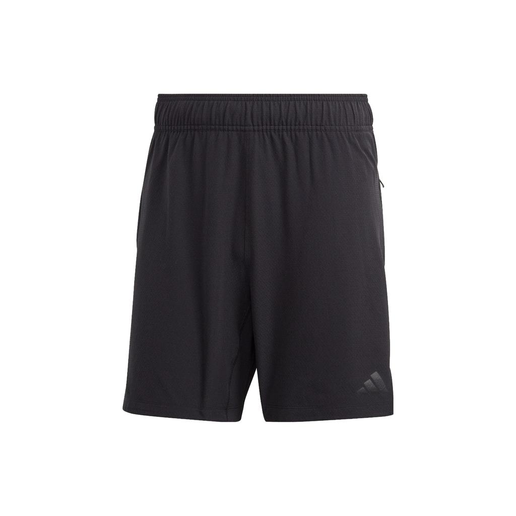 Adidas Workout Knurling Shorts With Solid Color Logo Men Bottoms Black IL1418