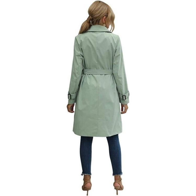 Korean Style Women's Trench Coat Double Breasted Long Duster Coat with Belt Winter Windbreaker for Ladies