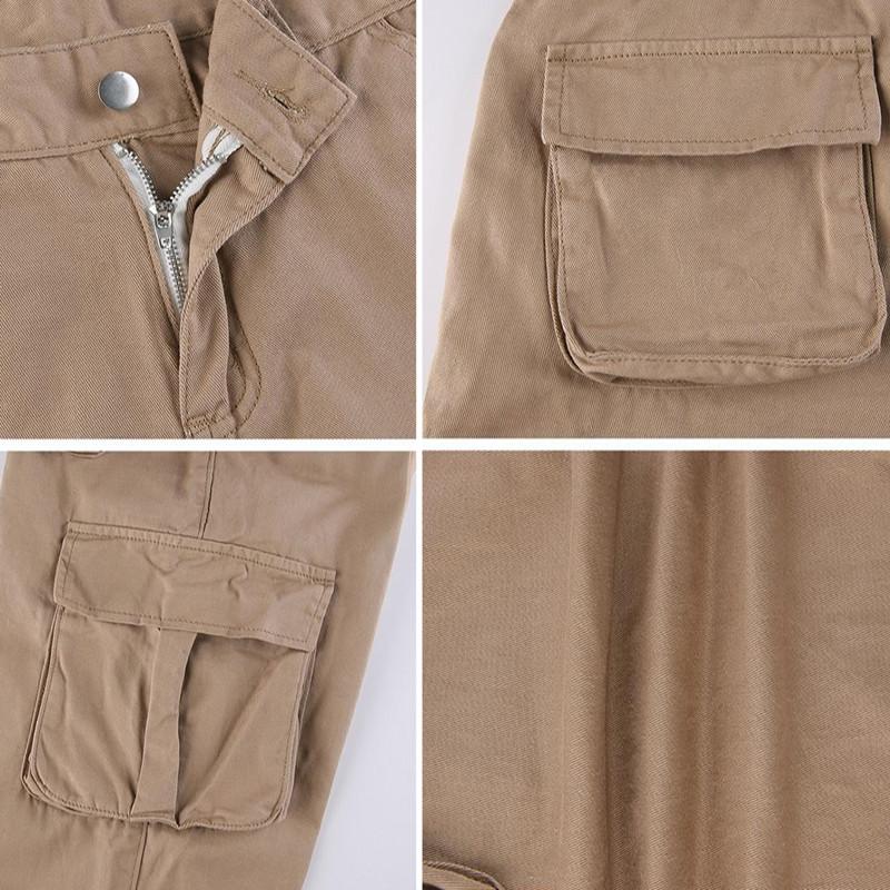 Vintage Cargo Pants Loose Jeans Women's Casual Spring Autumn Pocket Street Sports High Waist Straight Grey Trousers