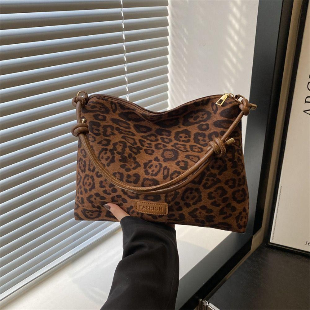 

PU Shoulder Bag Leopard Print Tote Bag Fashion Personality Handbag Women кавовий