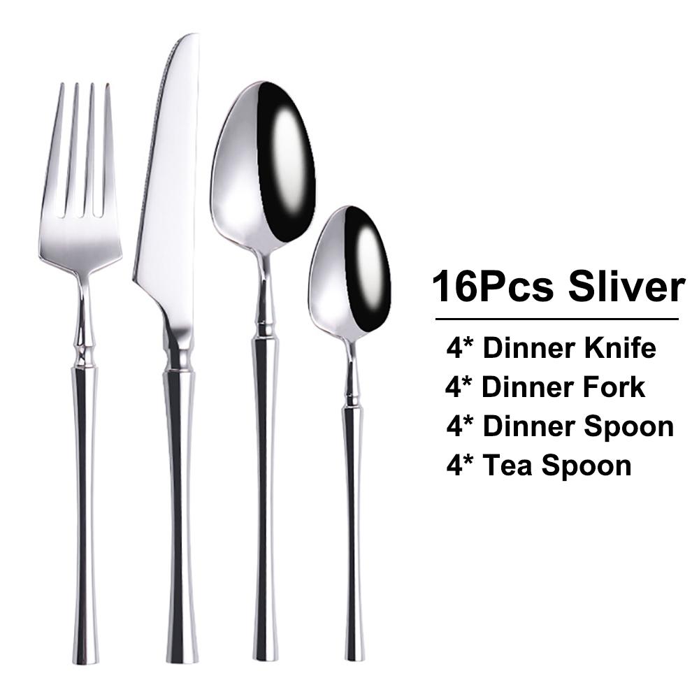 6/16/20/24/30Pcs Stainless Steel 304 Tableware Sliverware Western Knife Fork Spoon Set Mirror Cutlery Set Dishwasher Safety