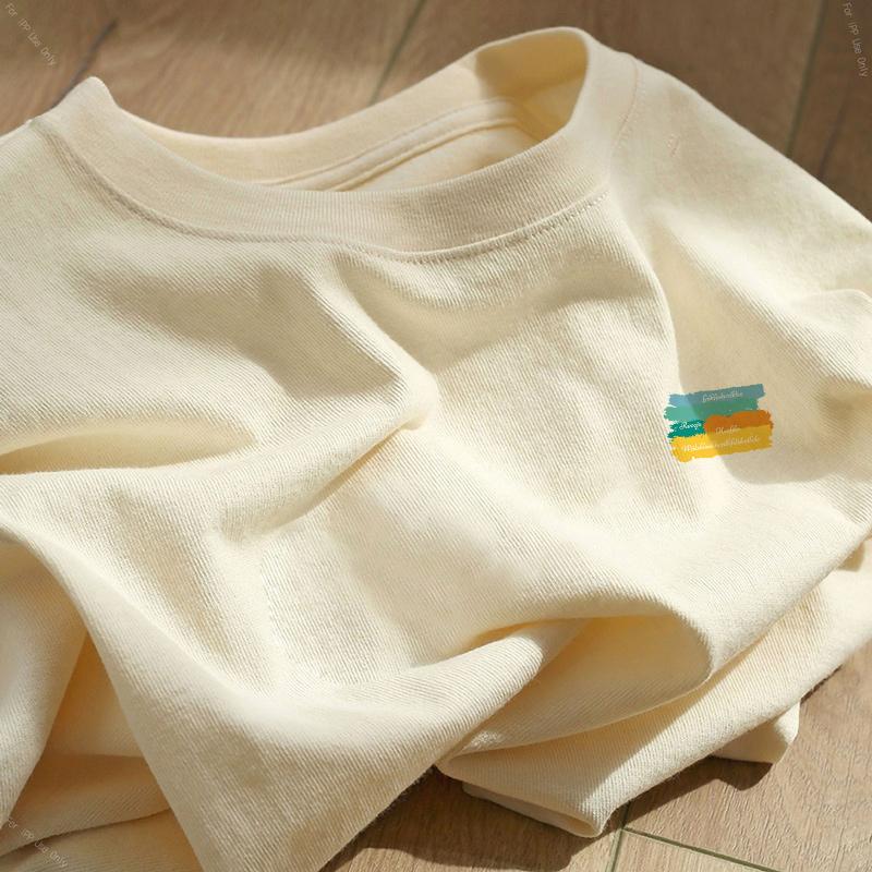 Heavy cotton cartoon print short-sleeved t-shirt women's 2025 new summer loose large size white crew neck top