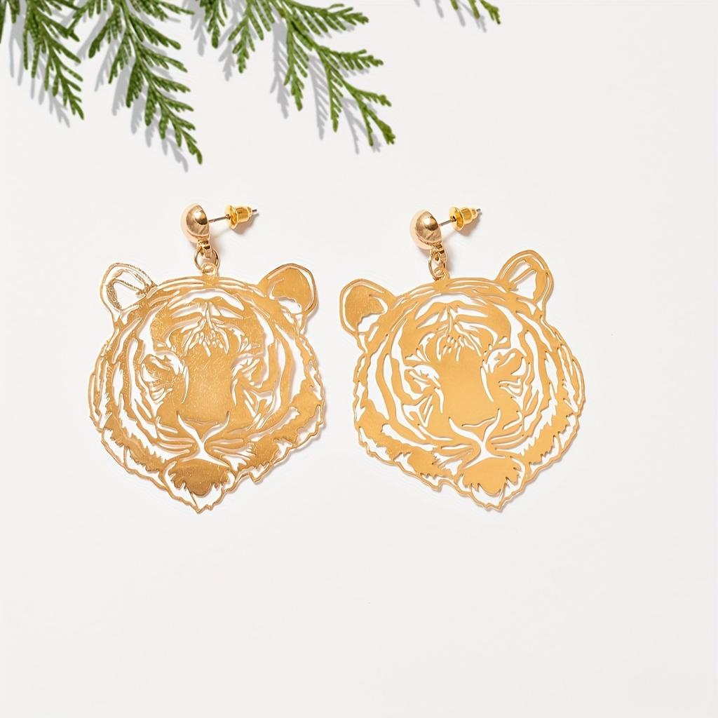 Computer Piece Copper Piece Trend Tiger Head Retro Fashion Temperament Stud Earrings