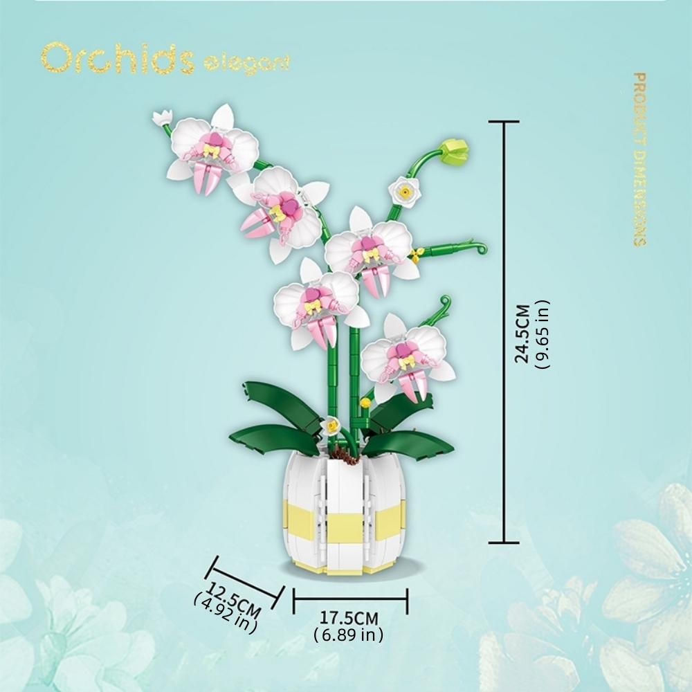 Moth Orchid Flower Building Blocks Bouquet Potted Desktop Decoration Puzzle Toy for Childrens Creative Holiday Gift