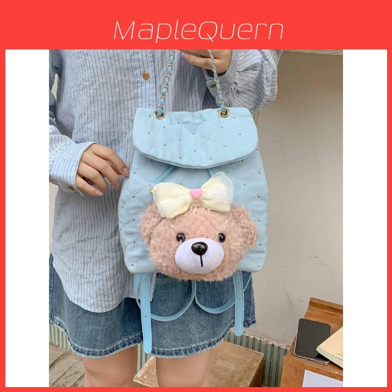 Lolita Bear Kids Backpack Canvas Girls School Teenager Cute Cartoon Style