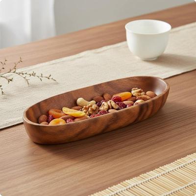 Boat Shaped Serving Dish Japanese Type Wooden Tray Elegant Shape Appetizer Plate for Tea