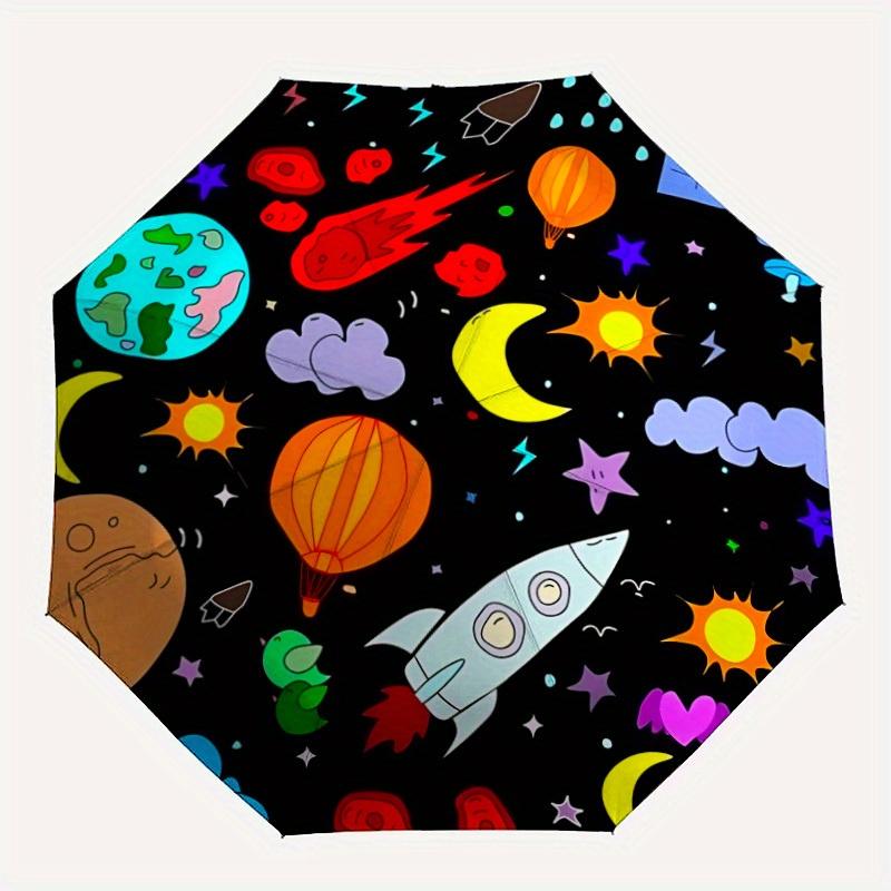 1pc Space AdventureAutomatic Folding Umbrella, Portable & Foldable Design with 8 Ribs, Casual Outdoor Accessory yy250804192
