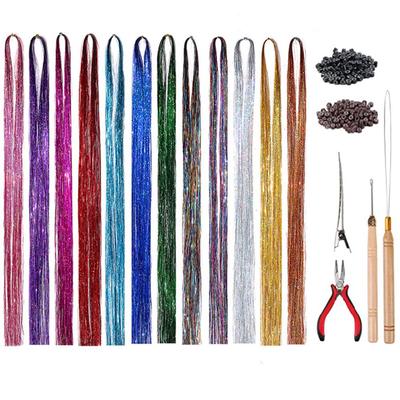 Altın Simli Tinsel Saç Uzantıları: 120cm Göz Kamaştırıcı Lazer Örgü İpliği