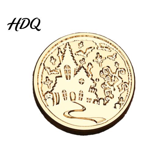 Creative Gift Packaging Halloween Themed Brass Wax Seal Stamp Head Pumpkin Ghost Witch Bat Engraved Head Replacement Sealing for Envelope Journal