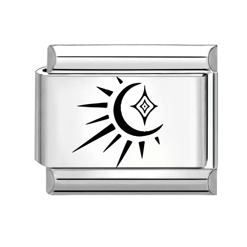 Fashion Girls' Eye Cake Sunset Butterfly Flower Cat Laser Engraving Charm Links Fit 9mm Stainless Steel Bracelet DIY Making Gift
