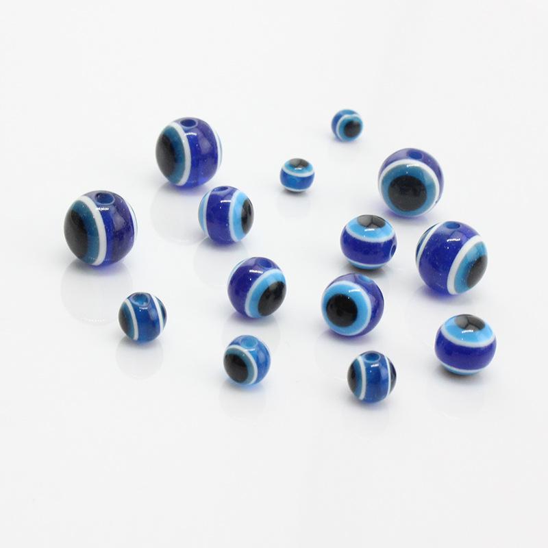 Economical 1000Pcs/Pack 4/6/8mm Evil Eyes Beads For Jewelry Making Blue Round Smooth Beads For DIY Bracelet Necklace Earrings