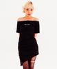 Seoul Apparel Shirred Off-Shoulder Mini Dress (Black)