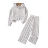 Kids' Korean Style Fleece-Lined Sportswear Set: Long-Sleeved Top & Pants for Autumn/Winter