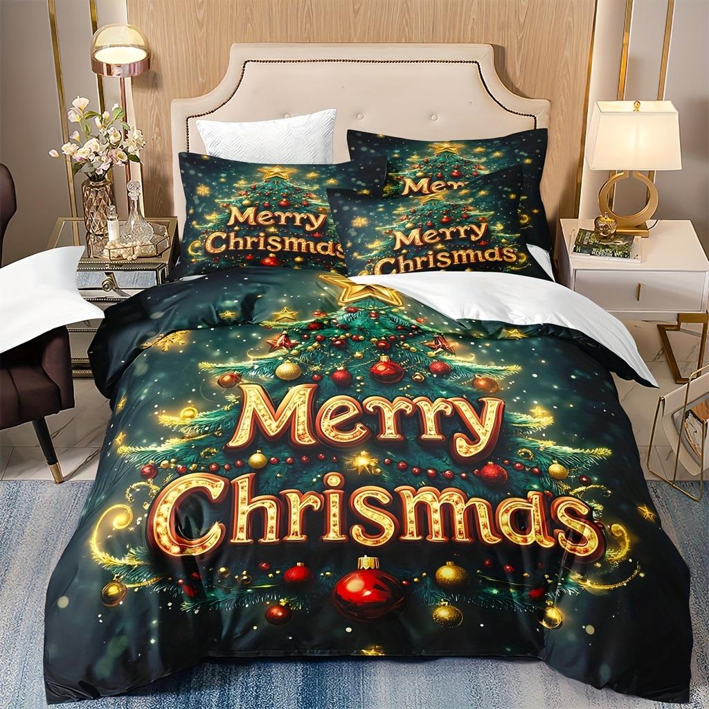 Comforter Merry Christmas Bedding Set 3D Printed Soft Single Double Size Bed Set Christmas Gift Bed Home Decorations