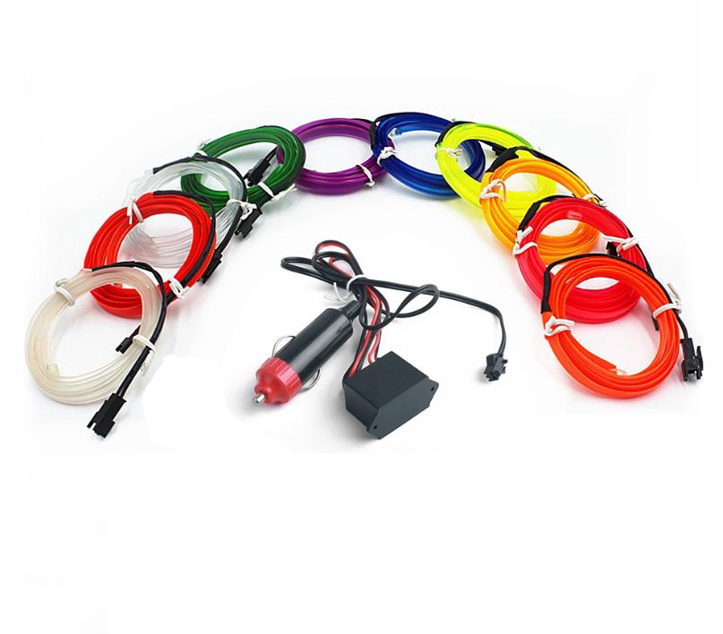 1M/2M/3M/4M/5M Car Interior Led Decorative Lamp EL Wiring Neon Strip For Auto DIY Flexible Ambient Light Cigarette Drive Party Atmosphere Diode