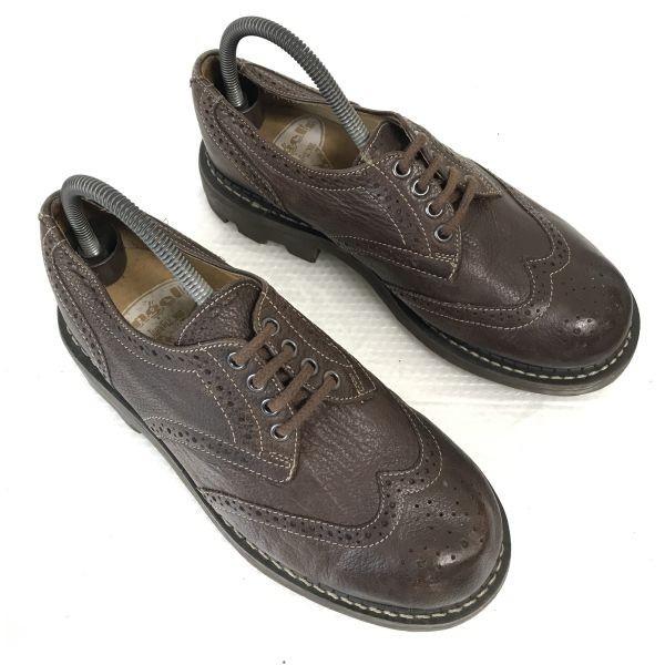 Made in Poland Vintage JOHN FLUEVOG Leather Goodyear Welt Wingtip 8 / 26.5cm / Brown Dress Shoes(USED)
