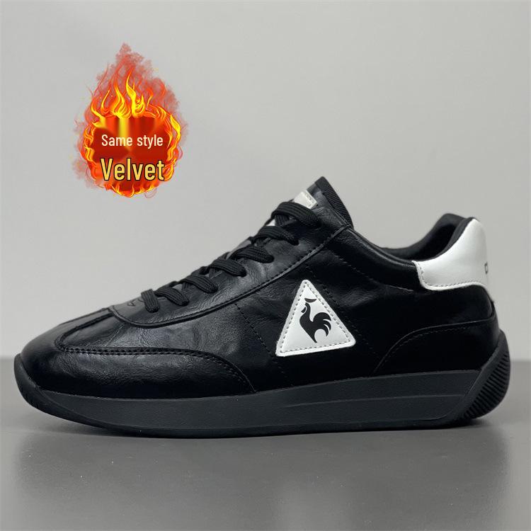 2025 Rooster Forrest Gump Men's Winter Fleece-Lined Leather Sneakers: Warm, Genuine Leather Low-Top Sports Shoes