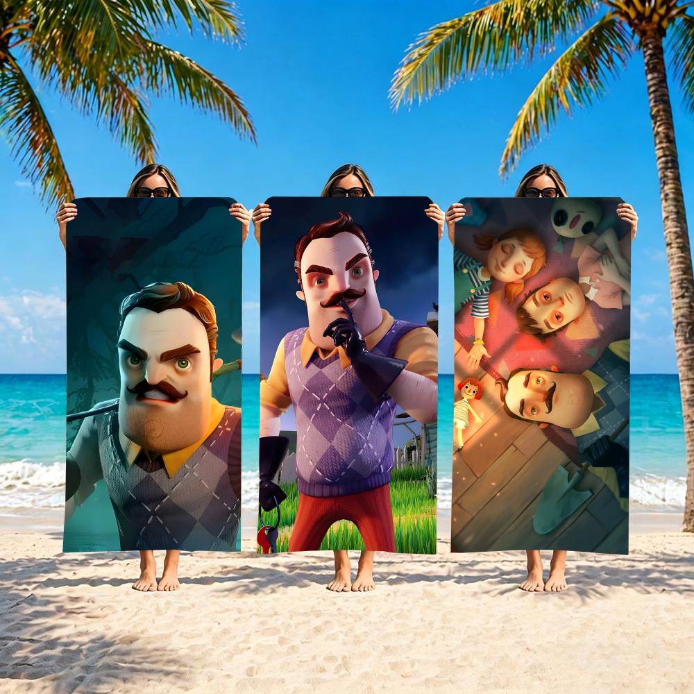 Jmg Household Supplies H-Hello Neighbor Towel Microfiber Beach Towel, Quick-Dry, Sand-Free, Ultra-Fine Fiber, Super Soft.