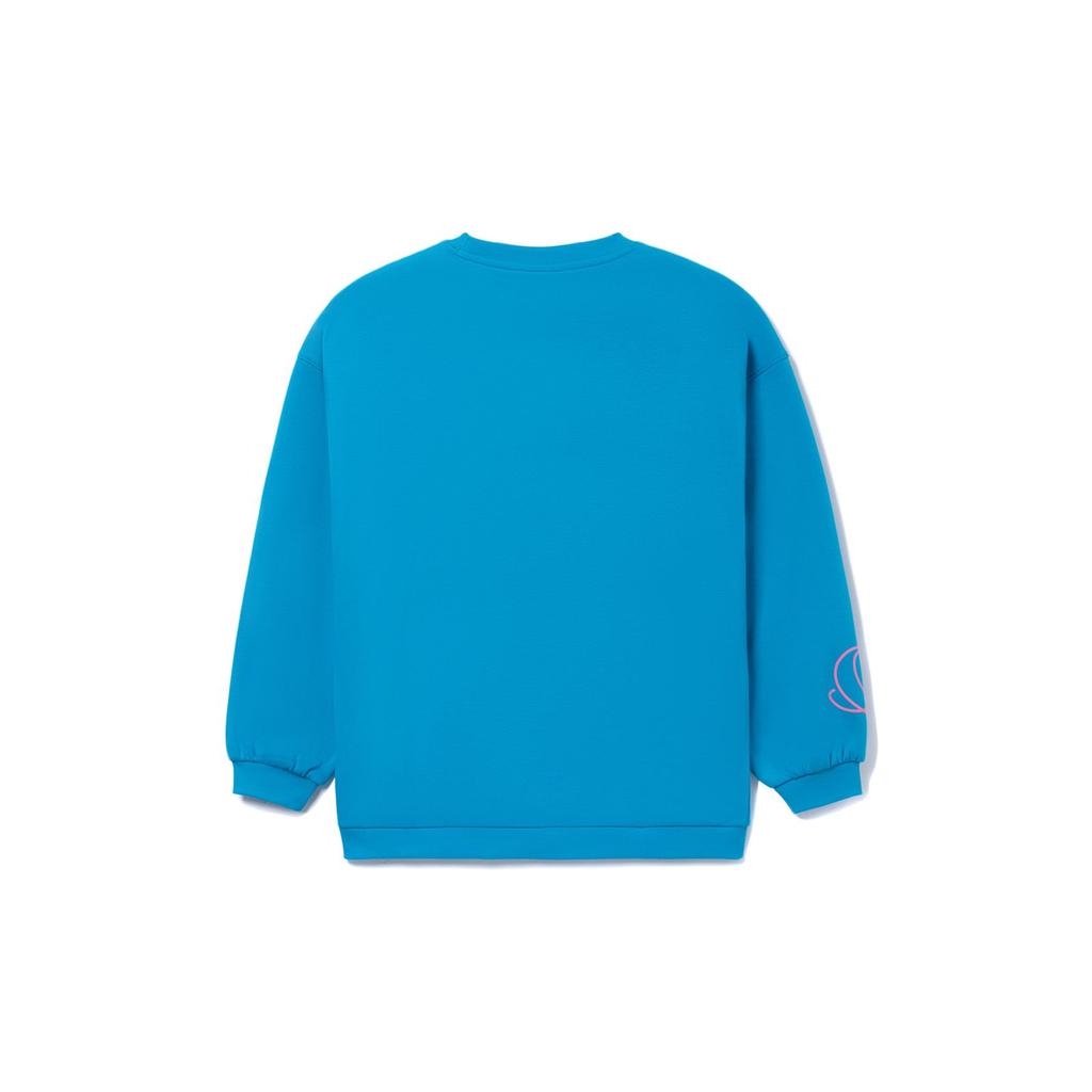 Li-Ning Fashion Series Letter Print Crew Neck Pullover Casual Fleece Long Sleeve Sweatshirt Women Sweatshirt Bright-Blue AWDRD64-3