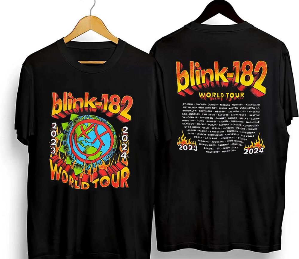 Blink 182 Shirt World Tour 2026 2026 Flames Graphic Band Cotton T-shirt S5XL XXL