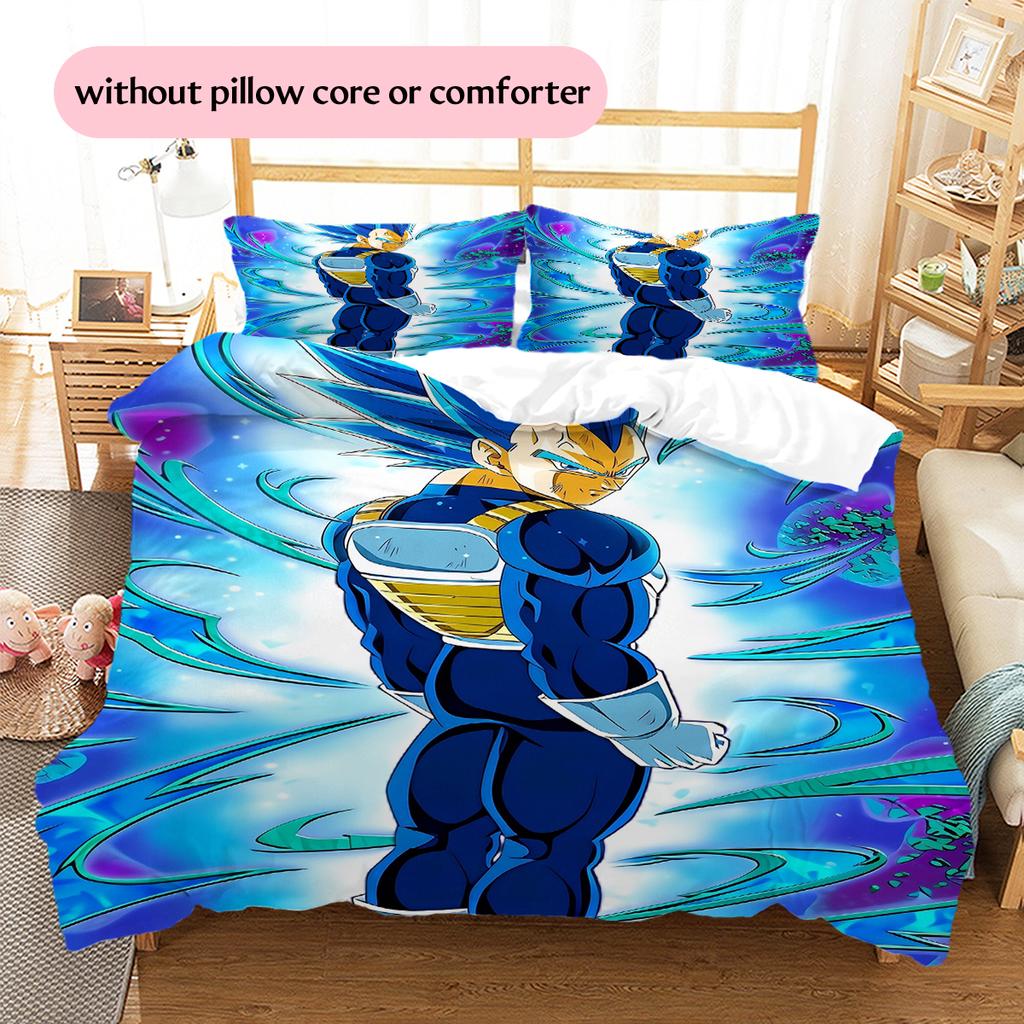 Biancheria da letto con motivo Vegeta di Dragon Ball Decorazione per la casa Regalo di compleanno (1 * copripiumino + 2 * federa, senza nucleo)