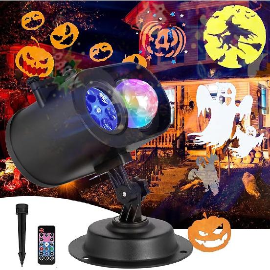 Halloween Christmas Projector Lights Outdoor, 15 Colors Ocean Wave and 12 Slides Patterns Halloween Christmas Decorations Holiday Projectors LED чёрный
