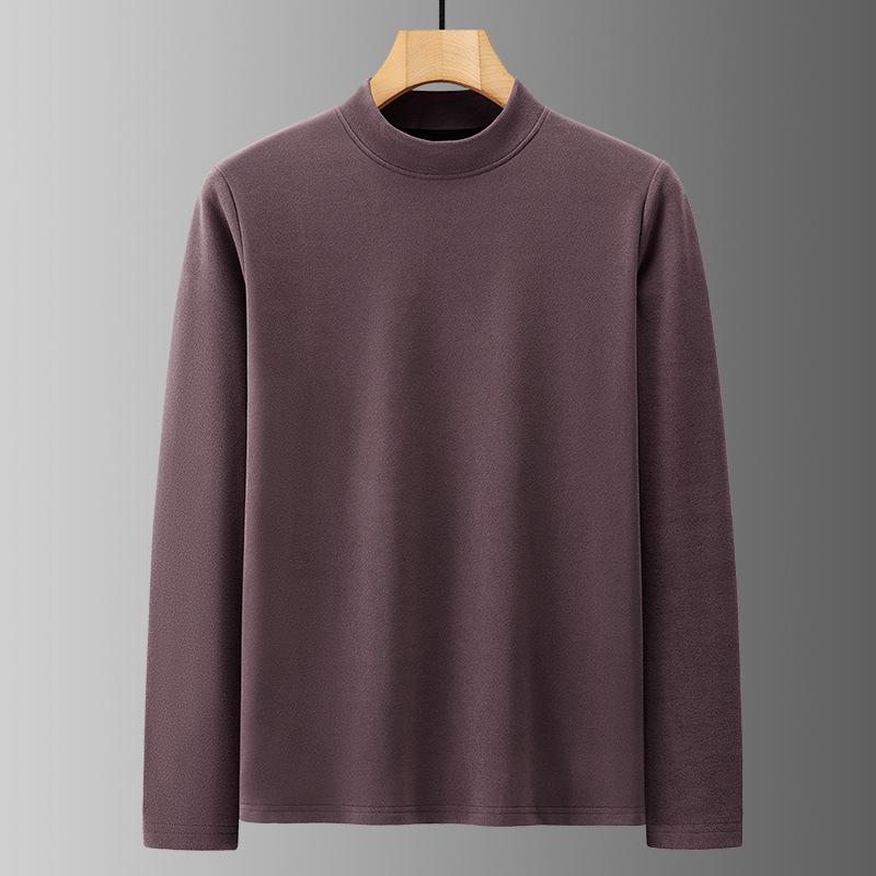 Winter German Velvet Sweatshirt for Men's Windproof Neckline Round Neck Double-sided Velvet Warm Bottoming Shirt Thick Simple Long Sleeves