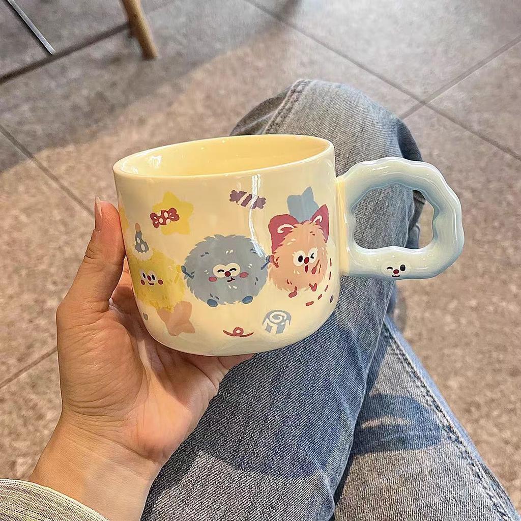 High Value Ins Mug with Lid Spoon Cute Ceramic Water Cup Girls Home Cup Office Coffee Cup