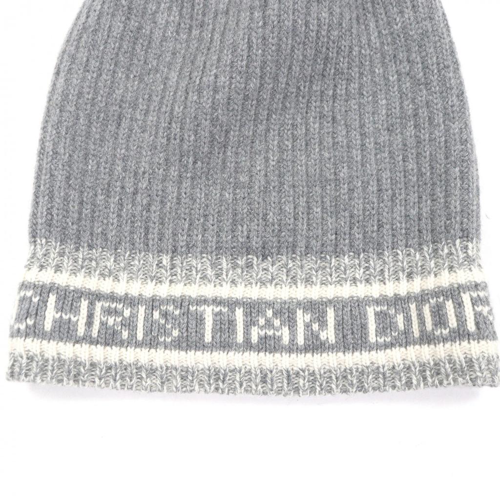 Excellent DIOR Knit Cap 05DWI714I007 Logo Cable Knit Gray Wool Mens Used
