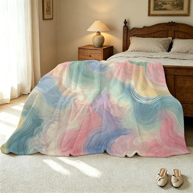 Abstract Art Series Flannel Blanket No Shedding, Soft, Colorful, Cozy Warm Throw for Home, Winter, Christmas, Halloween