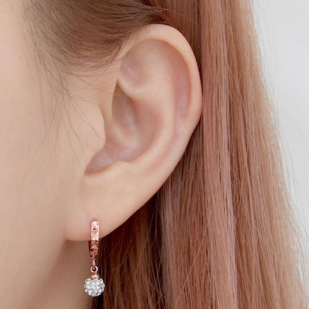 [Merry-Grin] 14K Gold Pin Earrings Birthstone Color Mirror Ball April Diamond