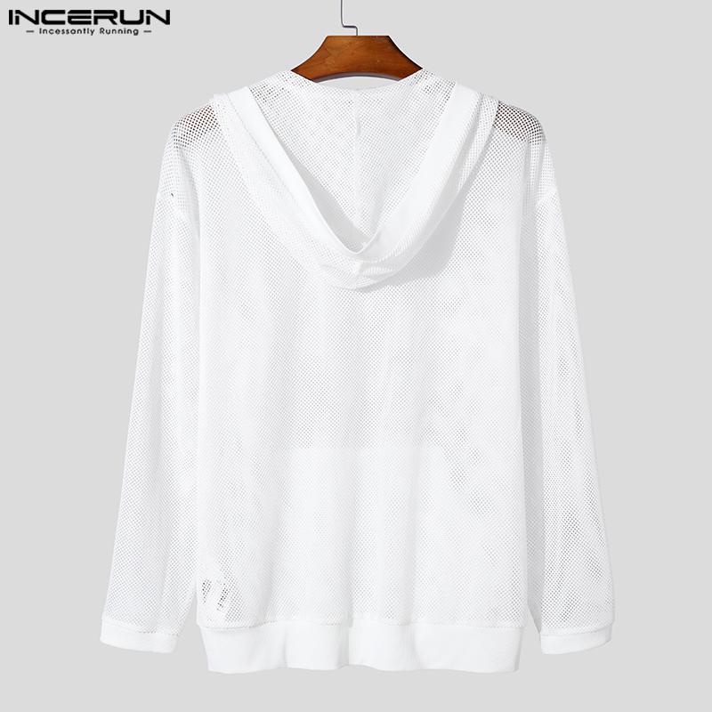 INCERUN Herren Langarm Aushöhlen Lose Kapuzen Sweatshirts Tops