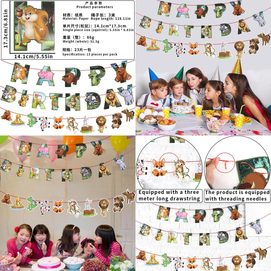 Vibrant Animal Print Birthday Party Banner For Kids Celebrations And Decorations