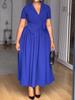 Women's Casual Elegant Slim A-line Dress - Short-Sleeved, Lapel Design