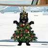 Wiszący wisiorek świąteczny 2D akrylowy czarny kot samochód wisiorek Xmas czarny kot wisiorek festiwal impreza
