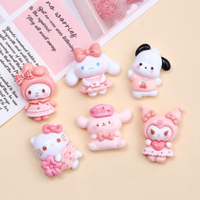 10Pcs Cartoon Bright Surface Animal Hug Flower Cat Resin Flat Back Scrapbook Diy Jewelry Hair Clips Ornament Accessories A4