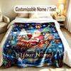 Christmas Theme Soft Blanket Personalized Custom Name Text Print Warm Blanket Home Sofa Bedroom Decor