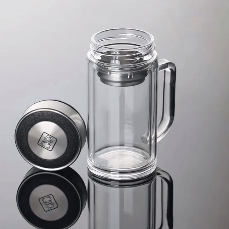 Shangheng Double Wall High Borosilicate Glass Tea Cup with Handle