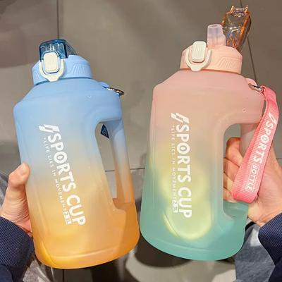 2300ml Sports Water Bottle with Graduated Straw Handle Large Capacity Home Outdoor Gym Fitness Supplies