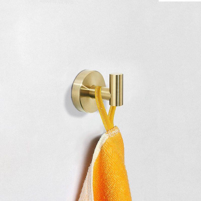 1set of Gold Bathroom Hardware Accessories, Hair + Gold Towel Ring Set, Including Bristle Gold Toilet Paper Holder.