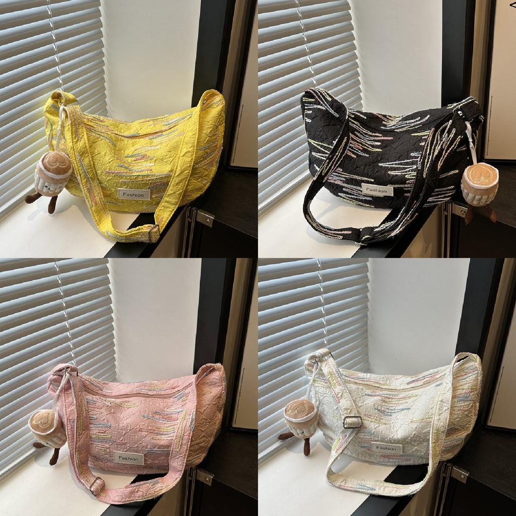 Large Capacity Summer 2024 Trendy Canvas Tote Bag Fashionable Street Style Shoulder Bag