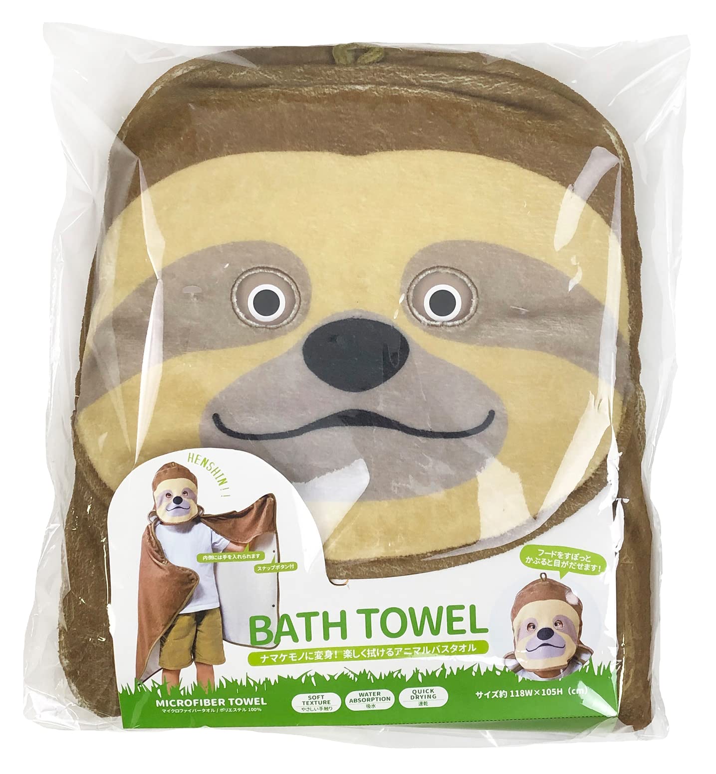 

Seto Craft Bath Towel, Sloth, SF-5864-320, 120 x 2 x 110 cm (excluding loops)