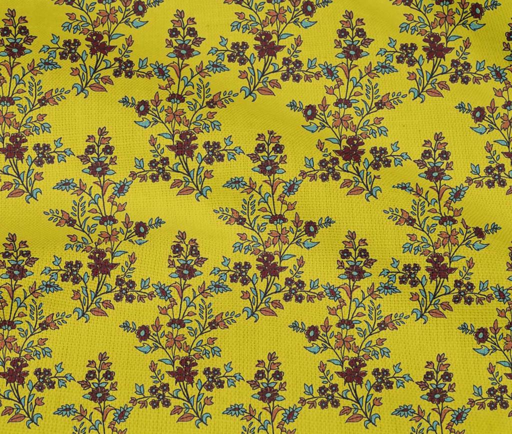 oneOone Tissu en coton flex imprimé feuilles et blocs floraux au mètre 40 pouces