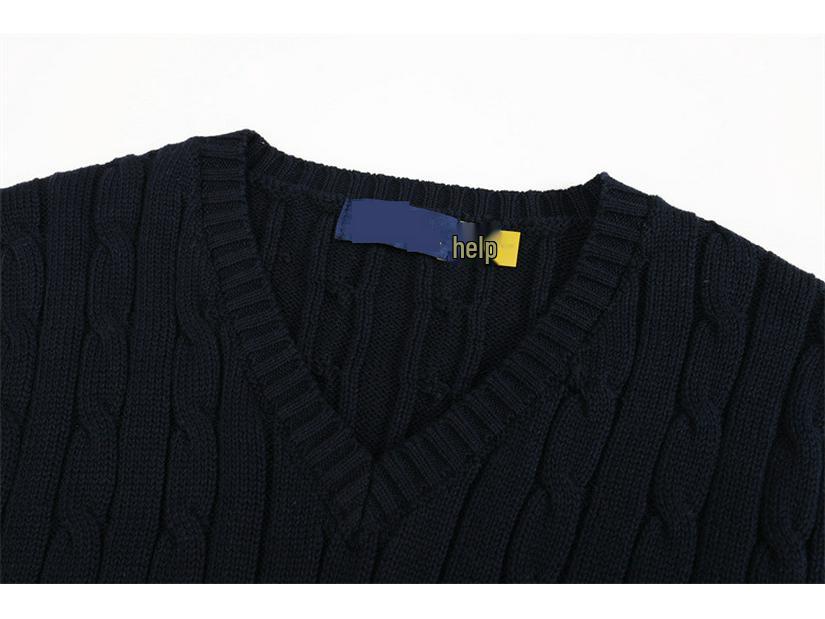 Pánská pletená vesta s V-výstřihem z vlny a bavlny